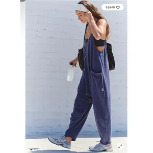 Free People Movement Hot Shot Jumpsuit Women XL Purple Fair Acid Wash Harem thumbnail 2