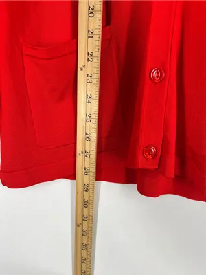Jones New York Collection Red Longline Cardigan Size S Button Front Pockets thumbnail 11