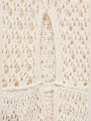 Mango MNG - NWT Ivory off white cream knit Crochet Cover-Up Skirt Swim thumbnail 3