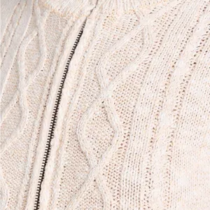 Free People Mont Blanc Mini Dress Cable‎ Knit Zip Quiet Luxury Bodycon M Oatmeal thumbnail 5