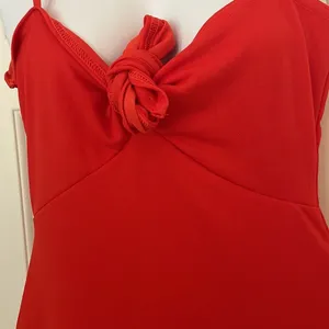 NWT boohoo red front tie knot bodycon scuba midi dress spaghetti straps thumbnail 3