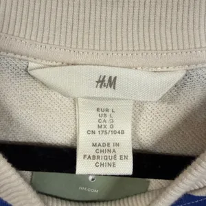NWT H&M L Blue White Striped Bisou Embroidered Sweatshirt Pullover Preppy Casual thumbnail 4