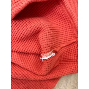 Carhartt Womens Large Relaxed Fit Waffle Knit Hoodie Orange Pullover Thermal thumbnail 6