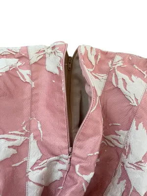 Halston Heritage Women’s Vie En Rose Strapless Pink White Floral Jacquard Dress thumbnail 8