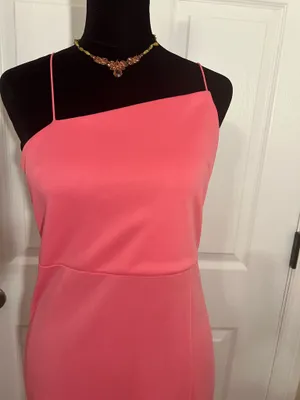 Pink bodycon wedding guest dress with slit bridesmaid thumbnail 2