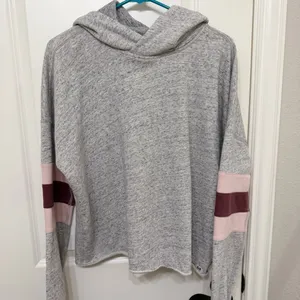 Abercrombie & Fitch Gray Sweater with Pink and Maroon Stripes thumbnail 2