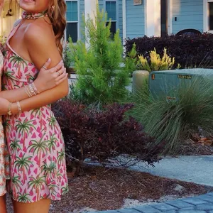 Tropical Pink Halter Dress Green thumbnail 4