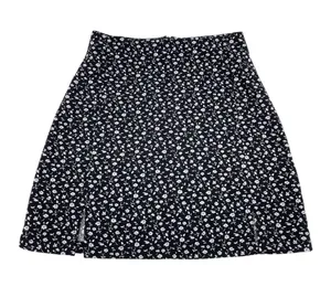 John Galt Brandy Melville Cara Mini Skirt Black White Floral Print One Size Y2K thumbnail 1