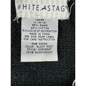 White Stag Vintage Snowflake Beaded Cardigan Sweater Black XL Scarf Christmas thumbnail 5