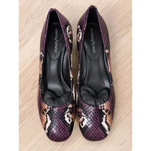 Donald Pliner Snakeskin Pumps Size 5.5 Burgundy Plum Brown Block Heel new thumbnail 3