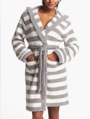 Barefoot Dreams CozyChic Gray and White Robe thumbnail 2