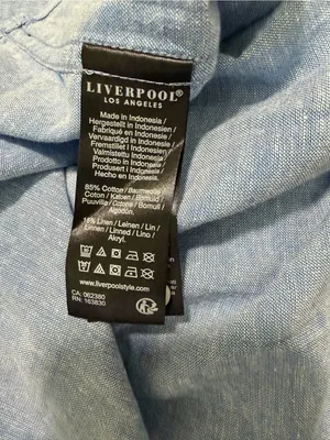 Liverpool Los Angeles Women XXL Blue Chambray Linen Blend Roll Tab Shirt NWT thumbnail 7