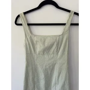 Lulu's Happy Chance Sage Green Gingham Square Neck Mini Dress size XS thumbnail 4