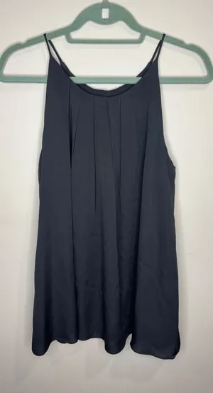 Milly 100% Silk Black Pleated Tank Top sz 4‎ thumbnail 1