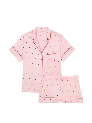 Victorias Secret Satin Pajama Set Pink Hearts thumbnail 2