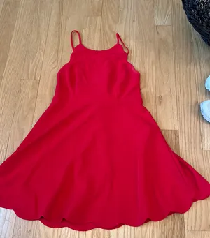 Lulus Red Scallop Dress thumbnail 1