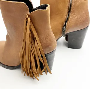 STEVE MADDEN Woodstock Distressed Leather Upper Fringe Booties Size 6.5 Boho thumbnail 11