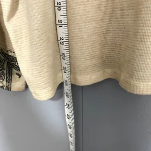 POL Cream Patchwork Bandana V-neck Oversized Multi Media Boho Western Top S thumbnail 4