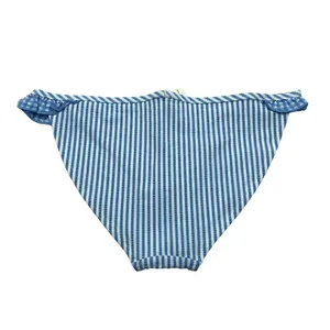 Aerie Swim Bikini Bottom Hipster Brief Seersucker Ruffle Striped Blue White XXS thumbnail 2
