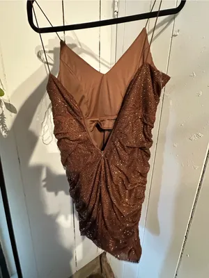AKIRA NWT Rhinestone chocolate brown mini dress thumbnail 3
