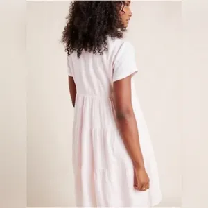 Anthropologie Maeve Tania Sacha Tiered Tunic Dress Pink Babydoll Size Small thumbnail 2