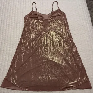 Victoria’s Secret Mauve Pink Rose Gold Shimmer Sz M Medium Nightie Slip Lingerie thumbnail 1