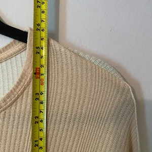 Joah Brown Light Pink Tan Waffle Knit Long Sleeve Loungewear Shirt Small /Medium thumbnail 8