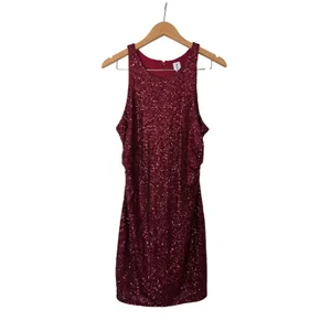 Abound‎ Ruby Red Sequin Dress Size Large Sleeveless Cocktail Party NEW thumbnail 2