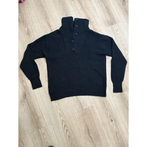 Aerie Women's Black Waffle Knit Button Mock Neck Sweater Size S‎ thumbnail 2