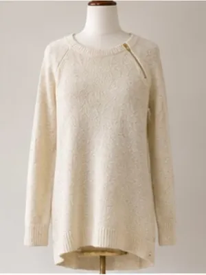 Abercrombie & Fitch Cream Zip-Accent Crewneck Sweater thumbnail 2