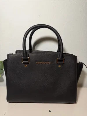 Michael Kors Black Saffiano Leather Satchel with Gold Hardware thumbnail 3