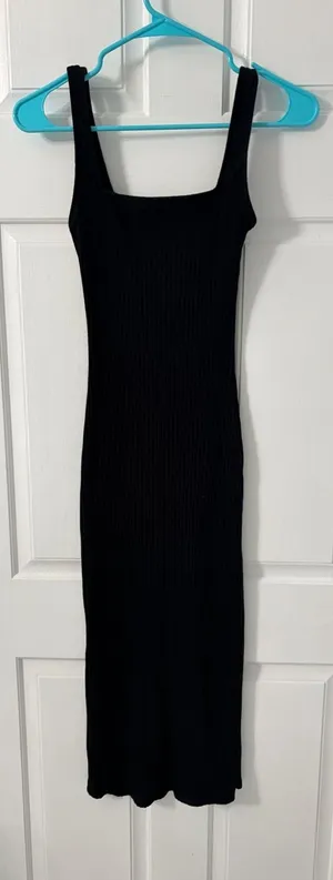 Wild Fable Black Ribbed Tank Midi Dress thumbnail 1