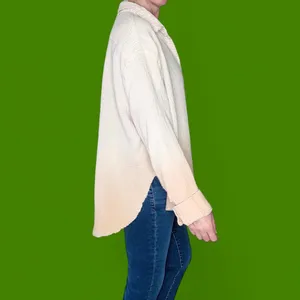 Le Miel Cream Beige Dip Dye Oversized Button Down Gauze Shirt thumbnail 5