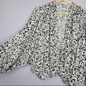 ZARA Wrap Balloon Sleeve Blouse Top XSMALL white black thumbnail 6