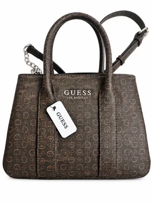 NWT GUESS Brown Monogram Logo Satchel Crossbody Bag thumbnail 3