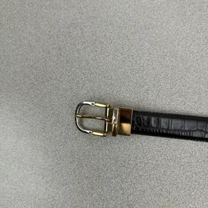 Lauren Ralph Lauren Belt Womens Brown Black Reversible Croco Embossed Gold 1" thumbnail 6