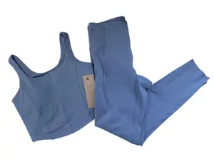 Harmony & Balance Blue Activewear Set Crop Top High Waist Leggings NWT‎ Small thumbnail 1