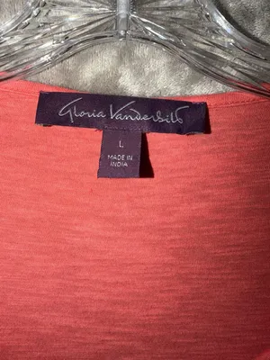 Gloria Vanderbilt Zuri Roll Up Sleeve Blouse Size L Coral Pink Crochet thumbnail 7