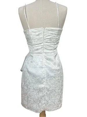 Ronny Kobo June Floral Jacquard Draped Mini Dress in White Size Small Bridal thumbnail 5