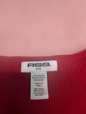 RSQ Red Square Neck Ribbed Long Sleeve Bow‎ Top Size Small thumbnail 3