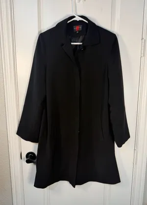 Gallery Black Button-Front Trench Coat Size S thumbnail 1