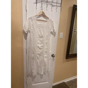ZARA LONG DRESS SQUARE NECK GAUZE EMBROIDERED LACE Dress SZ XS thumbnail 7
