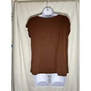 Maurices 24/7 Cowl Neck Top Womens Small Brown Short Sleeve Modal Blend Stretch thumbnail 2