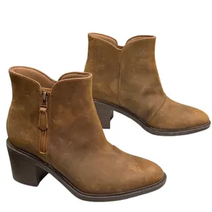 Clarks Scene Zip Ankle Boots Womens 8 Brown Waxy Leather Block Heel Rustic Chic thumbnail 4