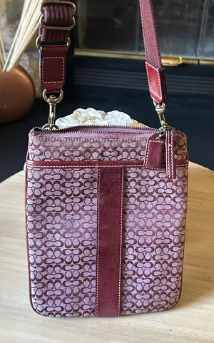 Coach Purple‎ Suede Logo Canvas Swing Pack Crossbody thumbnail 1