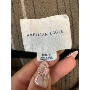 American Eagle Women's Striped Button-Down Safari Chic Short-Sleeve Shirt M thumbnail 5