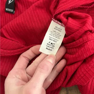 NWOT- Windsor Red Asymmetrical Tie Front Crop Top thumbnail 3
