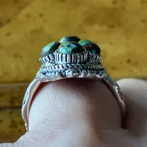 Real Turquoise Sterling Silver Kokopelli Ring Size 7 Green thumbnail 2