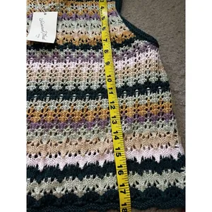 Universal Threads Sweater Vest Small Crochet Striped Knit Festival Boho Western thumbnail 6