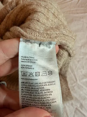 H&M Ribbed Mock Neck Sweater Women’s Small Oatmeal Beige Long Sleeve Knit thumbnail 3